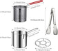 Stainless Steel Mini Deep Fryer Pot with Basket and Lid, Oil Strainer Pan for Tempura, Chips and Induction Cooking, Silver