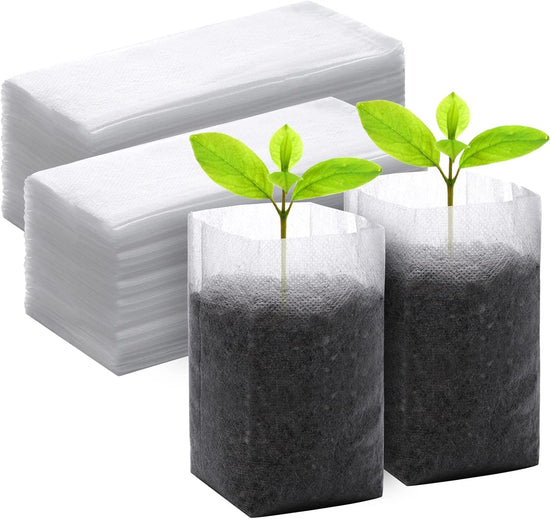 Non-Woven Seedling Grow Bags, Breathable Plant Nursery Pots for Vegetables, Flowers and Cuttings, White, 14 x 16 cm
