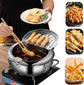 Stainless Steel Deep Fryer Pot with Basket for Tempura, Chips and Fried Foods, Suitable for Induction and Gas Cooktops, 20 cm, Silver