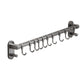 Kitchen Rail with Hooks, Pan and Pot Hangers for Kitchen Wall Mount, Kitchen Hook Rack, No Hole Hanging Rod Wall Mounted Storage Rack, Kitchen Utensil Rack with Removable S Hook, Aluminum Black