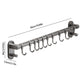 Kitchen Rail with Hooks, Pan and Pot Hangers for Kitchen Wall Mount, Kitchen Hook Rack, No Hole Hanging Rod Wall Mounted Storage Rack, Kitchen Utensil Rack with Removable S Hook, Aluminum Black