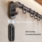 Kitchen Rail with Hooks, Pan and Pot Hangers for Kitchen Wall Mount, Kitchen Hook Rack, No Hole Hanging Rod Wall Mounted Storage Rack, Kitchen Utensil Rack with Removable S Hook, Aluminum Black