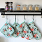 4 Pack Oven Mitts and Pot Holders Set, Heat Resistant Fabric Bake Pot Holders Gloves, Yellow Floral