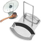 Lid and Spoon Rest Shelf, Pot Lid Organizer, 304 Stainless Steel Pan Pot Cover Lid Rack Stand Organizer, Pan Lid Organizer Storage Soup Spoon Rests Utensils Kitchen Tool