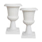 White Urn Planter Flower Pots, Classic Plastic Tall Planter, Wedding Party Porch Front Door Decorative 2 Pack B