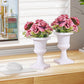 White Urn Planter Flower Pots, Classic Plastic Tall Planter, Wedding Party Porch Front Door Decorative 2 Pack B