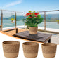 Woven Seagrass Plant Basket, Flower Pots Home Boho Decor, Storage Picnic Grocery Straw Bag for Plant Artificial Tree - 5.5×8.7×6.29