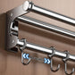 Kitchen Organization and Storage Rack, Wall Mounted Pots and Pans Rack, Stainless Steel Metal Wall Shelf with Hooks for Hanging Pots and Pans for Kitchen Bathroom Bedroom Pantry 40 * 9 * 9cm/15.75 * 3.54 * 3.54inch S_ilver
