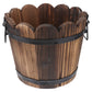 Wooden Barrel Planter Round Wooden Garden Flower Pot Decor Plant Container Wave Mouth Shaped Large