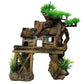 Aquarium Decorations Fish Tank Ornaments House on Terrace with Tree Root Resin Handicrafts for Betta Fish