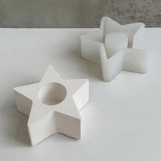 Candle Holder Resin Molds Silicone , Pentagram Heart Resin Molds, Candle Holders Epoxy Mold for Home Decoration
