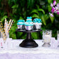 Black Dessert Holder Cookie Pedestal Stands Metal Trays for Desserts Round Gothic Serving Plate for Birthday  7.87 Inch / 20cm