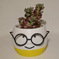 Simple and adorable 3D printed glass flower pots—decorate your home with them! White and yellow, single piece.