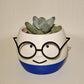Simple and adorable 3D printed glass flower pots—use them to decorate your home! White and blue, single piece.