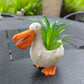 Cute Pelican Planter Pot, Small Resin Pelican Flower Pot with Drainage, Funny Animal Succulent Planter for Indoor Outdoor Garden Desk Decor Gift