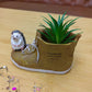 Cute Hedgehog with Resin Shoe Flower Pot with Animal Figurine, Creative Succulent Planter for Indoor Outdoor Garden Desk Decor Gift