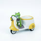 Cute Frog on Motorcycle Resin Planter - Mini Scooter Flower Pot for Succulents, Cacti, or Small Plants - Adorable Garden, Desktop, or Home Decor (Green Frog )