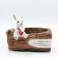 Whimsical Resin Bunny Planter - Cute Rabbit with Book on Tree Stump Design, Mini Succulent Pot for Indoor & Outdoor Garden Decor