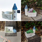 Mini French Country Tower House Planter with Blue-Tiled Tower – Handcrafted Resin Succulent Pot with Drainage, Decor for Desk, Patio, Windowsill & Shelf