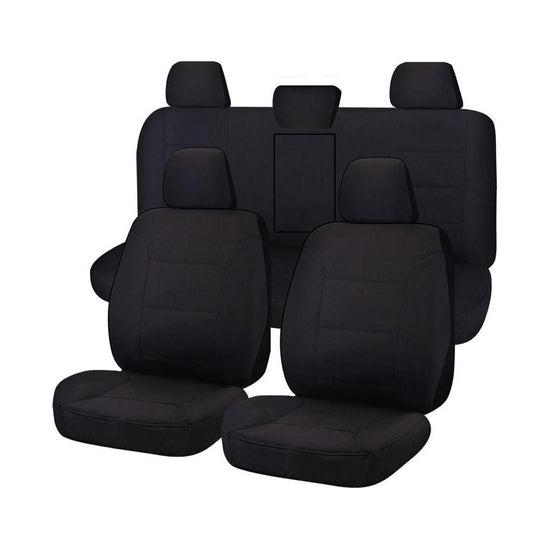 Seat Covers for TOYOTA HILUX 08/2015 - ON DUAL CAB UTILITY FR 40/60 SPLIT BASE WITH A/REST BLACK ALL TERRAIN