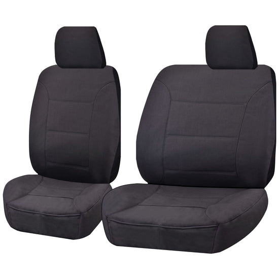 Seat Covers for TOYOTA LANDCRUISER 60.70.80 SERIES HZJ-HDJ-FZJ 1981 - 2010 TROOP CARRIER 4X4 SINGLE CAB CHASSIS FRONT BUCKET + _ BENCH CHARCOAL CHALLENGER