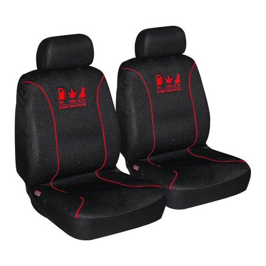 Universal 60/25 Airbag Front Seat Cover Nobody Rides For Free - Red