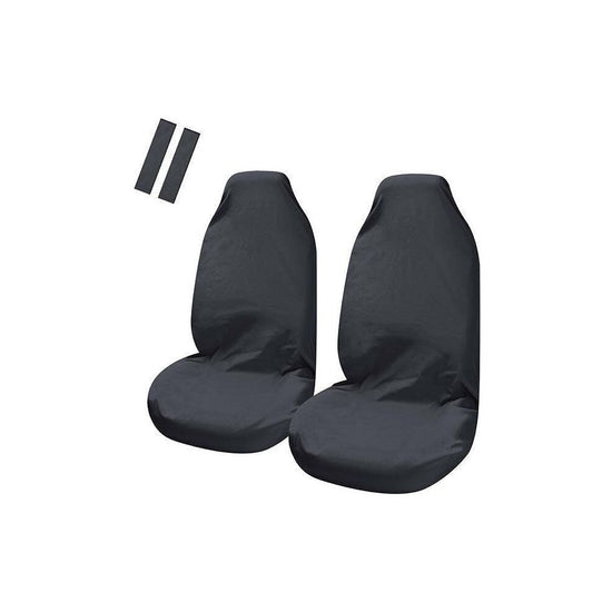 Universal Pulse Throwover Front Seat Covers - Bonus Seat Belt Buddies | Black