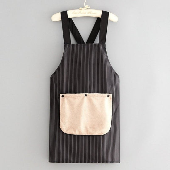 2-Pack Black Waterproof Aprons with Detachable Hand Towels