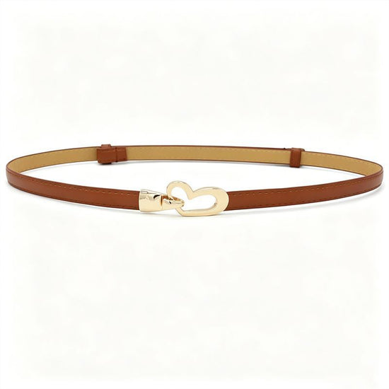 2-Pack Camel-Colour Adjustable Skinny Belt with Heart Buckle