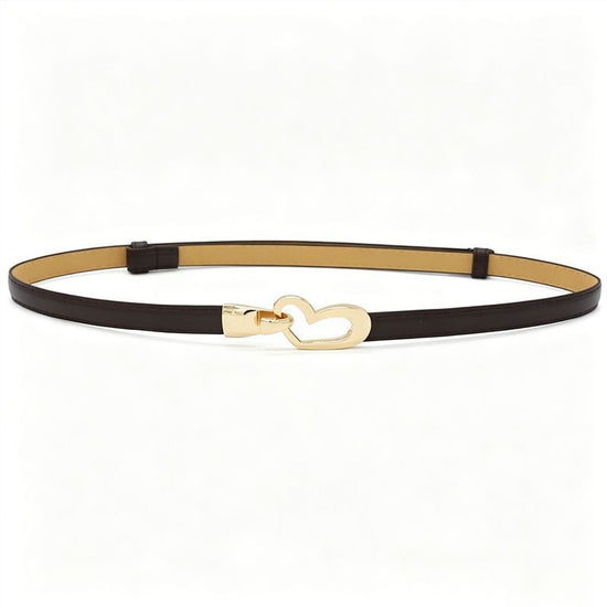 2-Pack Dark-Brown Adjustable Skinny Belt with Heart Buckle