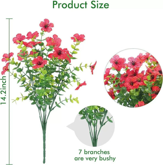 7 Heads 35 Mesh Eucalyptus Violet Red 21 Bunches