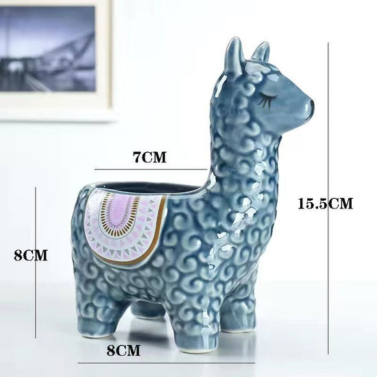 Alpaca Blue Ceramic Planter