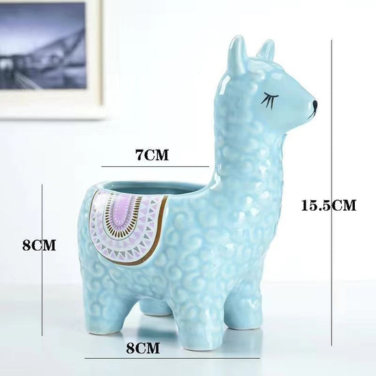 Alpaca Blue Ceramic Planter