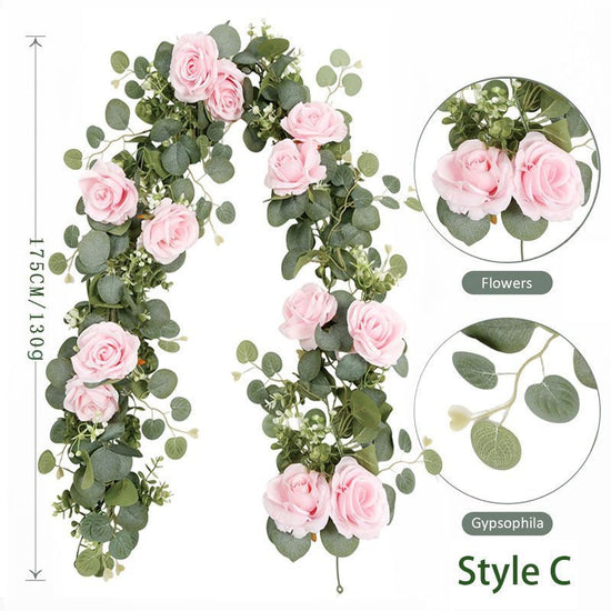 Artificial Eucalyptus Vine pink