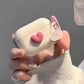 Beige shell + smiling heart pendant AirPods 4