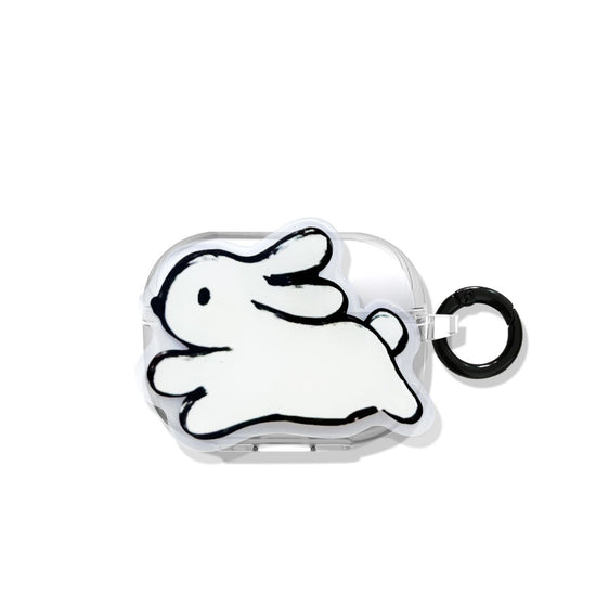 black and white rabbit + Round Ring Apple AirPods Pro
