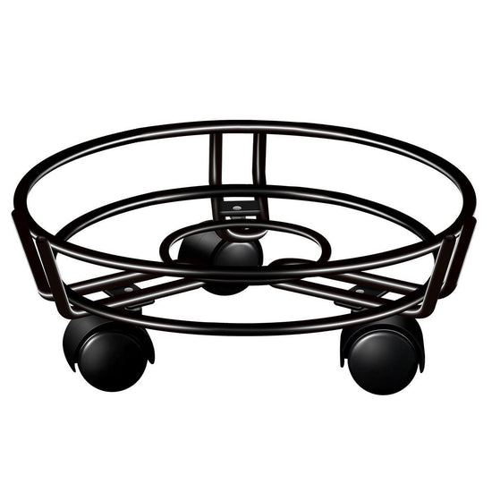 Black Round Movable Plant Caddy with Wheels