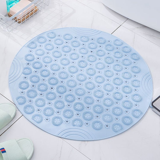 Blue Round Non-Slip Massage Bath Mat 55×55cm