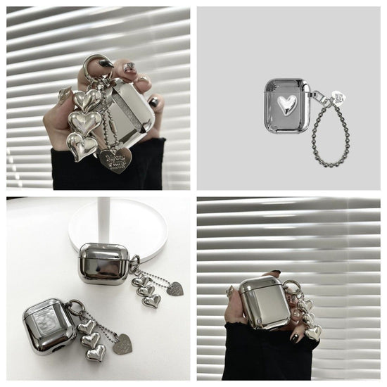 Electroplated solid color shell + 3 heart pendants AirPods 3