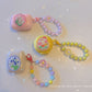Floral patches + yellow base shell + yellow bracelet AirPods 1/2