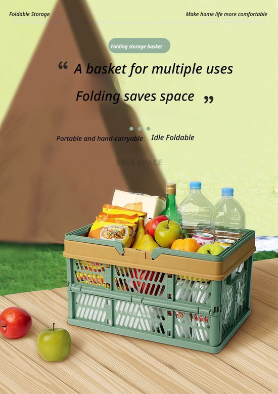 Folding picnic basket-Green with Brown