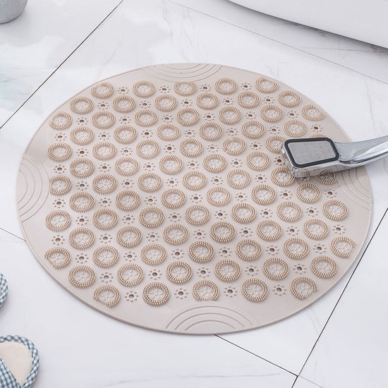 Ivory Round Non-Slip Massage Bath Mat 55×55cm