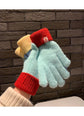 Knit Gloves Rose Red