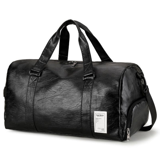 LargePULeatherTravelGymBag-Black