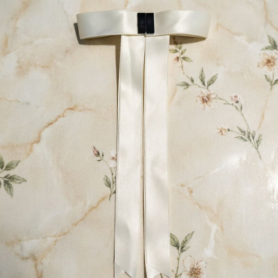 Magnetic Bow Hair Claw Clip Beige