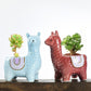 Red Ceramic Planter with Head Tilted Alpaca