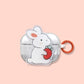 Shy Pink-faced Rabbit + Round Ring Apple Airpods 4