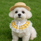 Straw Hat And Yellow Lace Bib