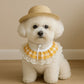 Straw Hat And Yellow Lace Bib