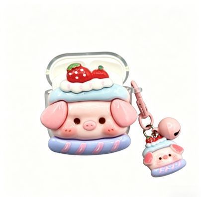 Strawberry Hat Pig Bluetooth Earphone Case + pendant AirPods 3